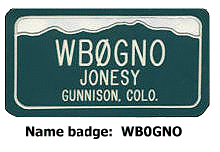 Name badge: WB0GNO Name badge: WB0GNO